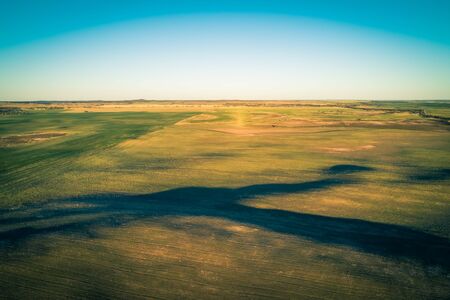 Agricultural land at sunset in Australia - aerial viewの写真素材