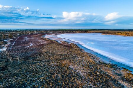 Beautiful salt lake in Australian outback at sunrise