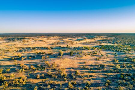 Scenic Australian outback at sunset - aerial landscapeの写真素材