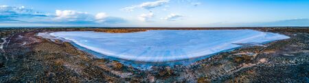 Scenic aerial panorama of salt lake in Australian outbackの写真素材