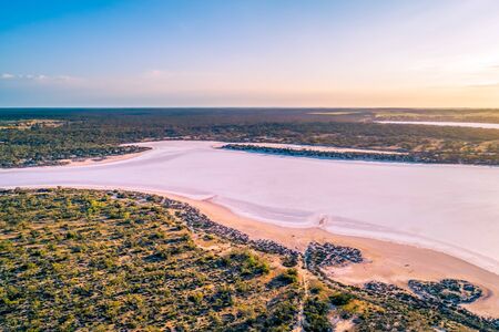 Salt lake Kenyon at sunrise - aerial landscapeの写真素材