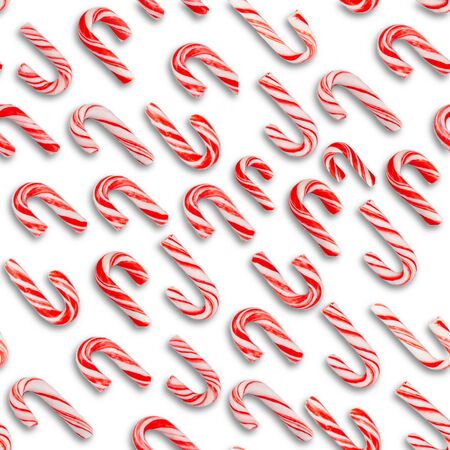 Candy canes on white background - seamless patternの写真素材