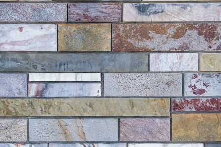 Modern design marble brick wall background texture with copy spaceの写真素材