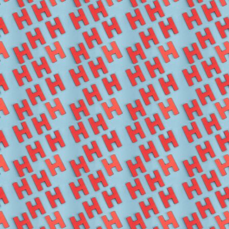 Red capital letters H on blue background - seamless patternの写真素材