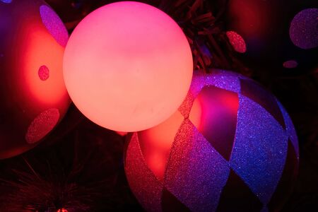 Glowing vivid red christmas lightの写真素材