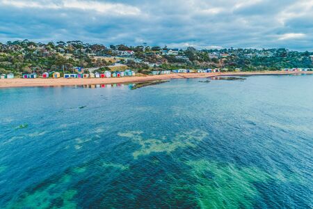 Beach huts in Australia - aerial viewの写真素材
