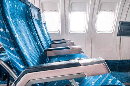 Empty commercial aircraft seatsの写真素材
