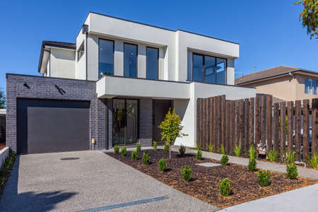 Modern townhouse building exterior in Australiaの写真素材