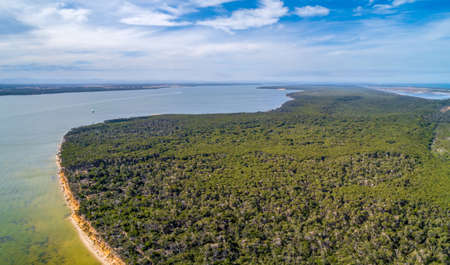 Scenic view of Pelican Bay in Gippsland, VIctoria, Australia - aerial landscapeの写真素材