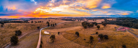Vivid sunset in Australia aerial panoramaの写真素材