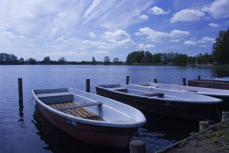 Boats on the lake shoreのeditorial素材