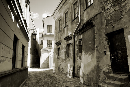 Old street in Lublin, Polandの写真素材