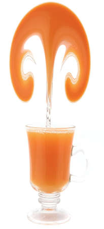 small transparent glass with orange juice fountainの写真素材