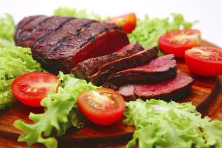 served roast beef meat steakの写真素材