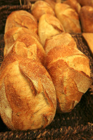fresh sweet bread on tray on open market