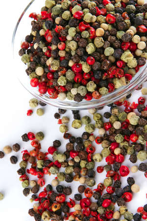 dry hot colored pepper inside glass bowl