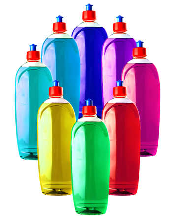 new full soap bottle on white backgroundの写真素材