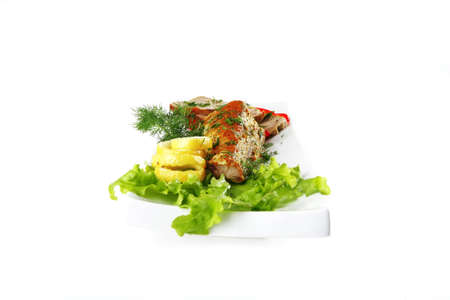 roast tuna fillet served on white ceramic plateの写真素材