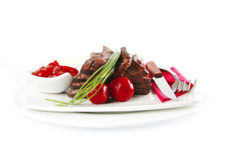 beef meat served with spices and seasoningの写真素材