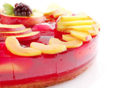 sweet cold red jelly pie with peach の写真素材