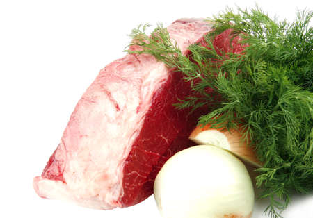huge red meat chunk isolated over white backgroundの写真素材