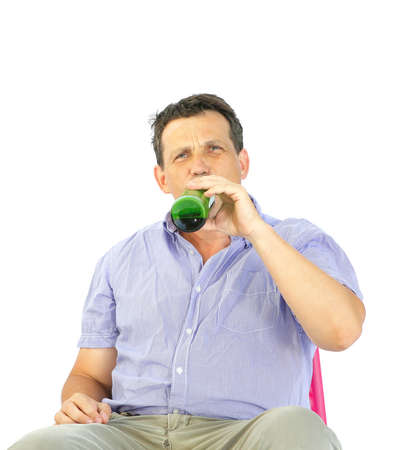 image of single man resting with bottle of beer