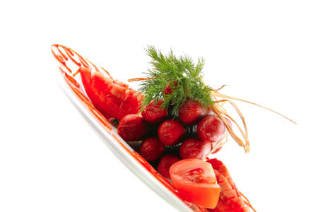 fresh pork smoked sausages on a white dish の写真素材