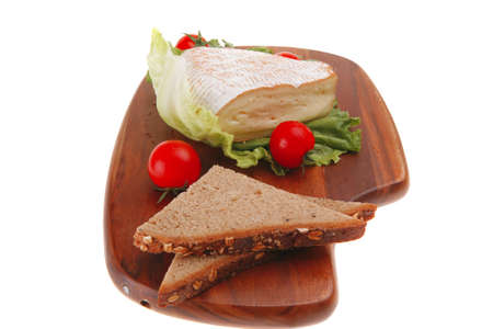 image of goat cheese over white with breadの写真素材