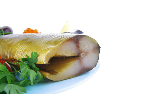 image of red caviar and smoked fishの写真素材