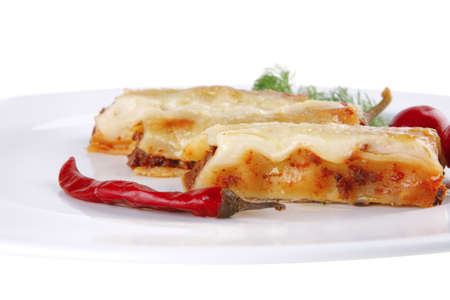 traditional italian cannelloni with fennel and peppersの写真素材