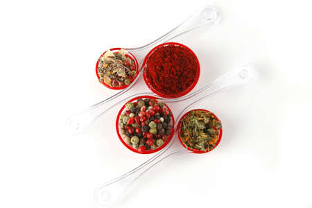 colored sweet hot pea on white backgroundの写真素材