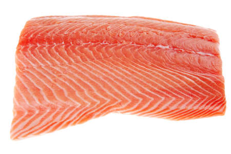 piece of big salmon fillet over whiteの写真素材