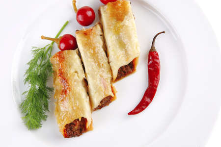 traditional italian cannelloni with fennel and peppersの写真素材