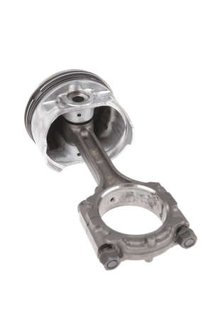 real used alluminium piston isolated over white backgroundの写真素材