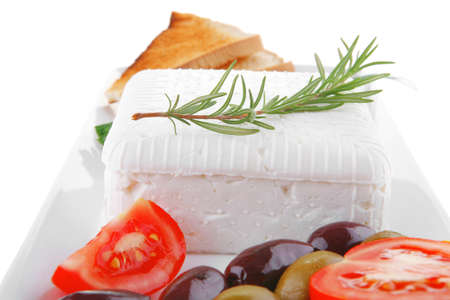 image of toast and vegetables with soft feta cheeseの写真素材