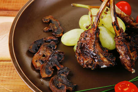 eye ribs served on dish on tableの写真素材