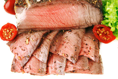 served roast slice with pepper on whiteの写真素材