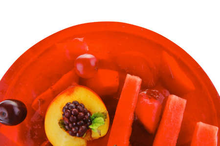 sweet cold red jelly pie with apricot and watermelon