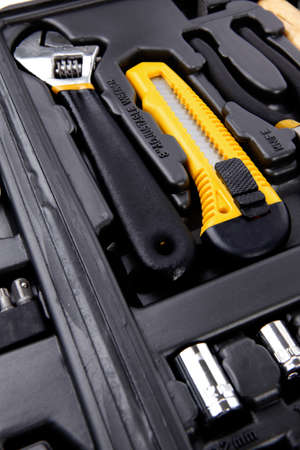 toolbox set of tools include hammer wrench bit driver pliers hex key bush level hex key