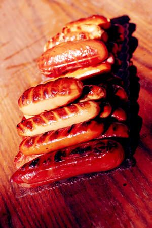 grilled beef pork sauseges with marksの写真素材