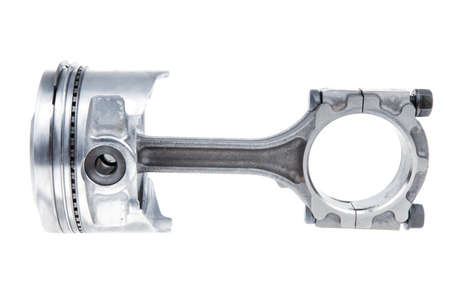 real used alluminium piston isolated over white backgroundの写真素材