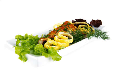 light grilled tuna served on ceramic dishの写真素材