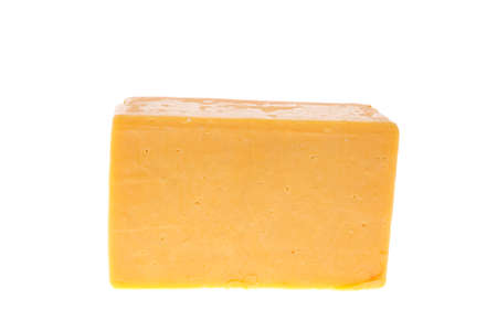 aged italian deli fresh cheddar cheese isolated over white backgroundの写真素材