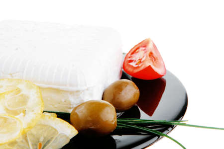 image of soft feta cheese on blackの写真素材