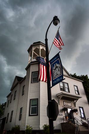 Independence Day in downtown Mellen, Wisconsinの写真素材