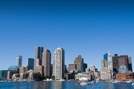 Boston skyline from the inner harborの写真素材