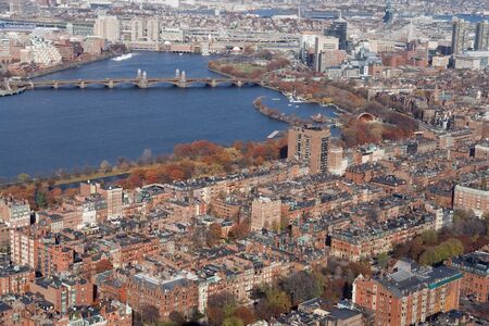 Boston's Back Bay and the Charles River from Aboveの写真素材
