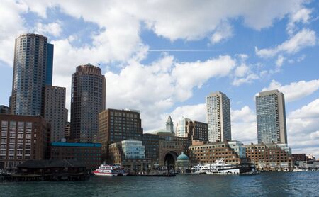 Rowes wharf in Boston as seen from the Moakley courthouseの写真素材