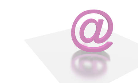 3d pink @ symbol on glossy floor の写真素材