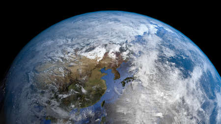 3d satellite view of earth with focus on china
